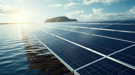 solar panels system for renewable energy in ocean.の素材