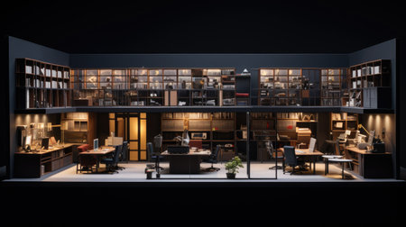 office model with the dark background, ai generatedの素材