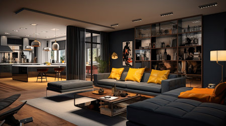modern living room in house, modern interior designの素材