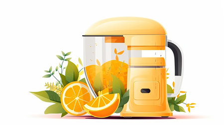 Electric juicer with fresh juice and fruitsの素材