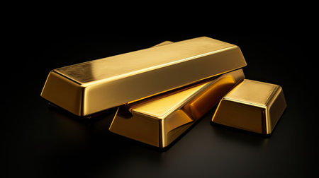 stack of gold bars isolated on a white background.の素材