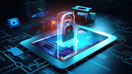 network cyber security, information security and encryption, secure Internet accessの素材