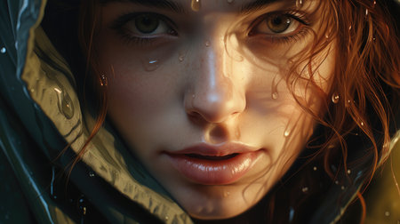 portrait of beautiful young woman with wavy hair.の素材