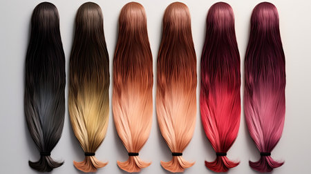 Hair color palette with a range of different swatches, ai generatedの素材