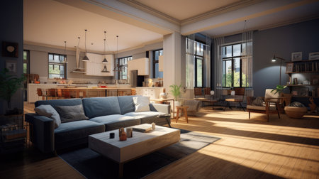 modern living room in house, modern interior designの素材