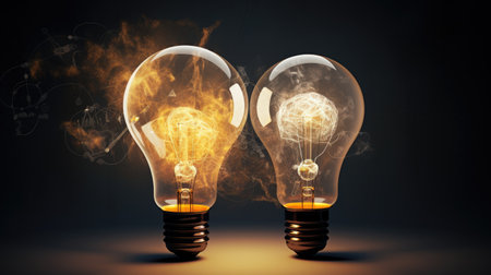 Creative light bulb on the light background.の素材