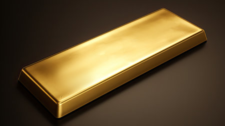 gold bar isolated on a dark background.の素材