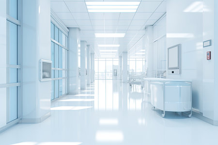 Blurred empty interior of abstract hospital buildingの素材
