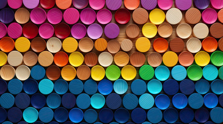 rainbow wooden circles background. texture with circlesの素材