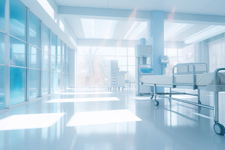 Blurred empty interior of abstract hospital buildingの素材