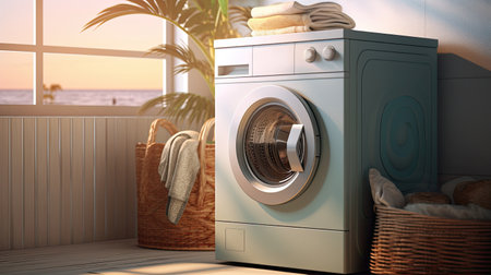 washing machine in modern bathroom. ai generatedの素材