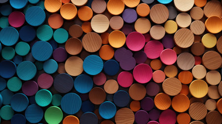 rainbow wooden circles background. texture with circlesの素材