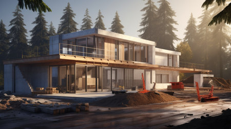 new house construction building process, ai generatedの素材