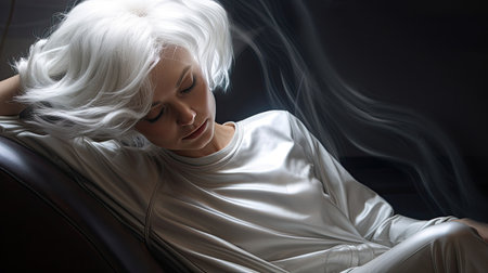 woman with beautiful short hair , Hair dyeing. ai generatedの素材