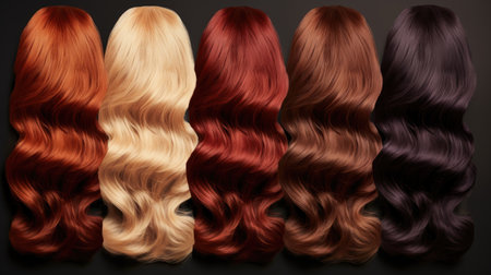 Hair color palette with a range of different swatches, ai generatedの素材