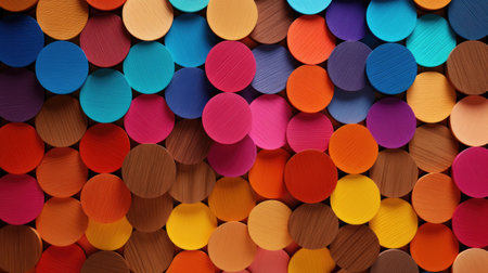rainbow wooden circles background. texture with circlesの素材