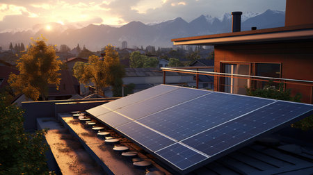 solar panels rooftop system for renewable energyの素材