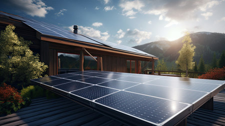 solar panels rooftop system for renewable energyの素材