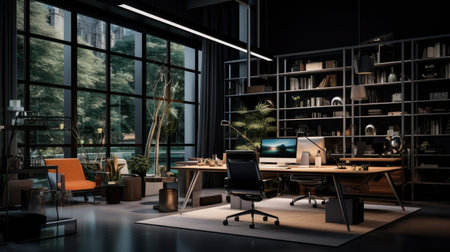 office model with the dark background, ai generatedの素材