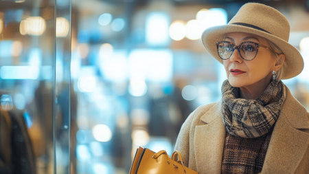 Elderly stylish woman shopping in luxury storeの素材