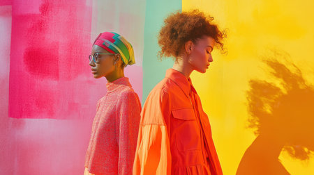 fashionable woman, Vibrant and Stylish Colorful fashion Design Aestheticの素材