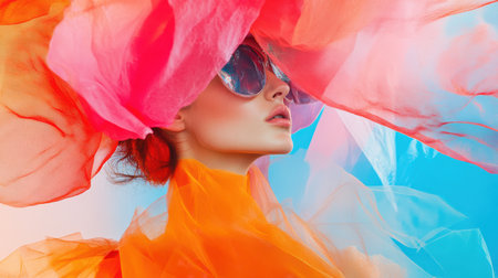 fashionable woman, Vibrant and Stylish Colorful fashion Design Aestheticの素材