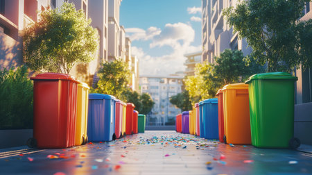 Girl dumping cardboard in bank for reduce, reuse, recycle. National Recycling Day. concept of care for the environment and build sustainable future. High quality photoの素材