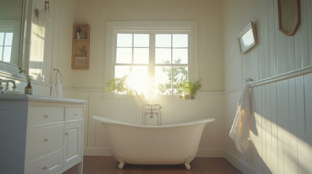 Modern white bathroom in stylish interior.の素材