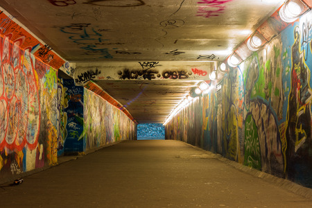 Urban underground tunnel with light ,Riga,Latviaの写真素材