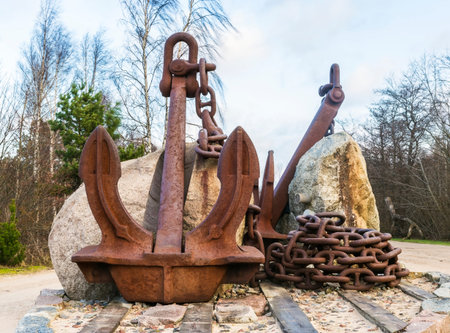 old sea anchor in Ventspils Park anchors, Ventspils, Latvia