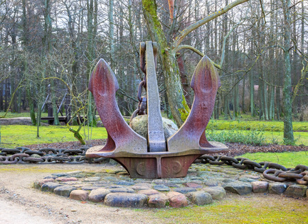 old rusty anchor in the Marine Park anchors,Ventspils,Latviaの写真素材