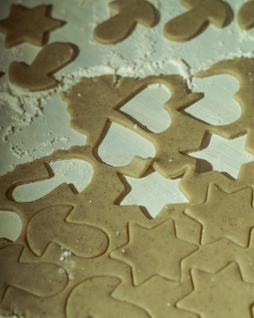 Rolled dough for making cookies cut into molds.の写真素材