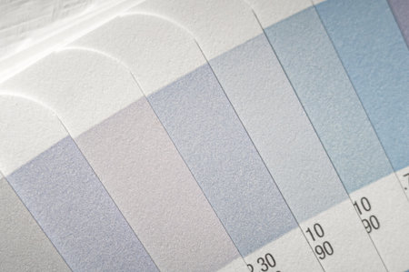 Blurred sample of the chromaticity of the color system. Reference colors of paints. Selective focusの写真素材