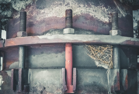 Element of the heating main of the city heat supply system. Pipeline trunk. Selective focusの写真素材