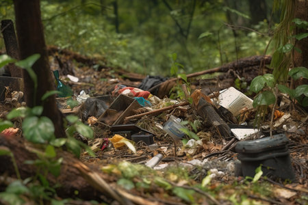 pile of plastic waste in the forest, a natural damageの素材