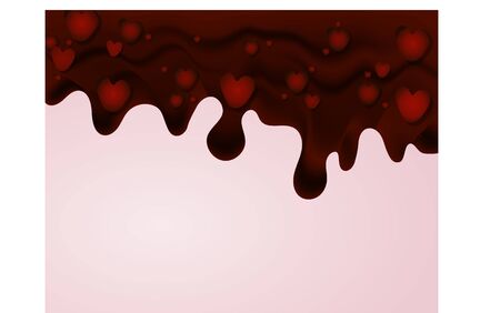 Melted chocolate vector. Brown droplets background suitable for birthday cards, poster, cover, banner, placard, template, logo design.のイラスト素材