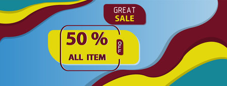 Big sale special offer. Sale banner template design. Fifty percent off on blue background. Tag,...