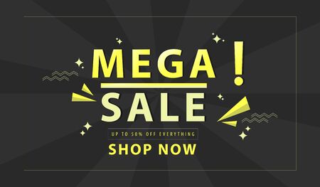 mega sale tempate banner design. Big sale special offer. Vector illustration.のイラスト素材