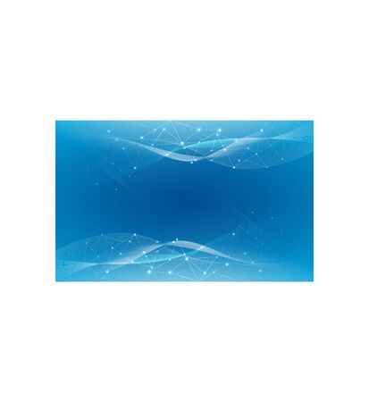 Abstract wave and polygon with science concept in gradient blue background. Vector illustration in eps10.のイラスト素材
