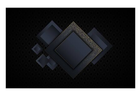Luxury square abstract pattern shapes with glitter and light gold in background.のイラスト素材