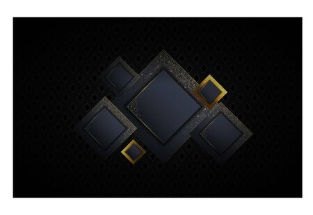 Rectangle shapes with glitter and light gold in pattern dark background.のイラスト素材