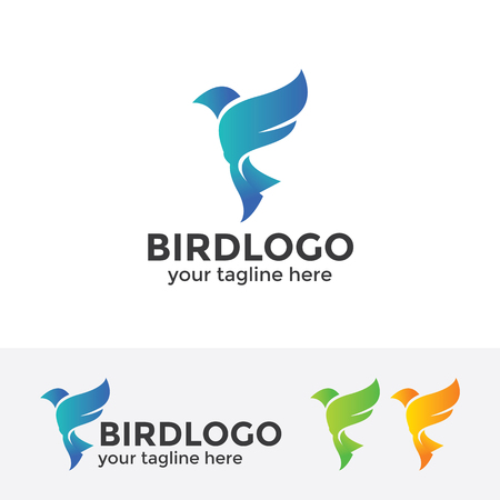 Abstract blue bird logo, flying bird vector illustration.のイラスト素材