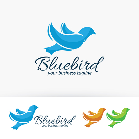 Blue bird business tagline vector templateのイラスト素材