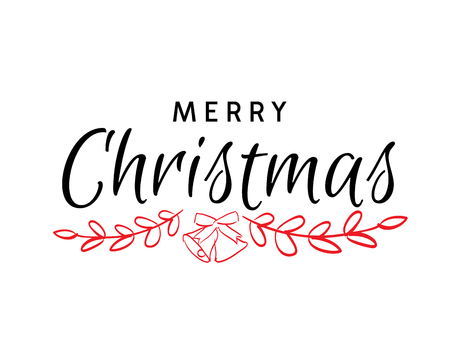 Merry Christmas hand drawn text, Calligraphy greeting card, Christmas vector typographyのイラスト素材