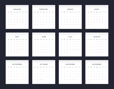 Simple and clean 2018 calendar vector template.のイラスト素材