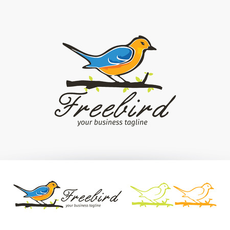 Illustration of Free bird business tagline template with a birdのイラスト素材