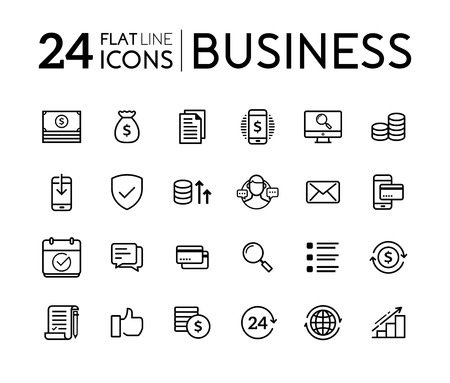 Set of line flat icons for business. Business icons collection. Collection modern infographic logo and pictogramのイラスト素材