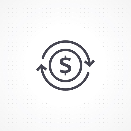 Vector currency circulate icon. Automatic recurring payments. Billing cycle line icon for apps and websites. Money transfer vector illustrationのイラスト素材