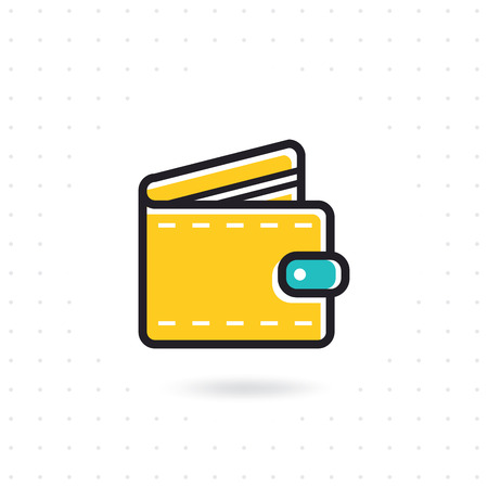 Open wallet flat icon. Modern flat vector wallet icon for website or business. Colored flat line vector illustration.のイラスト素材