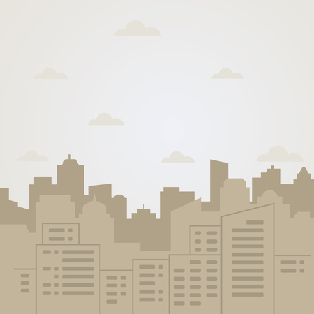 Flat illustration of city landscape. Vector flat illustration of city landscape. Silhouette of city skyline.のイラスト素材